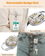 3 Pack Retractable Badge Reel for Badge Holder Heavy Duty Retractable Keychain Strong ABS Casing with Stainless Steel Spring Coil 24 Inch Nylon Rope Carabiner Clip and Key Ring