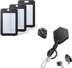 Heavy Duty Retractable Keychain with Magnetic Closure Retractable Badge Reel for up to 16 oz with 3 Pack ID Badge Holder with Double-Sided Windows Vertical Hard Plastic Case