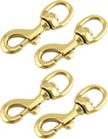 Flag Clip Swivel Spring Hook, 4 Pack Flag Pole Clips, Heavy Duty Brass Swivel Snap Hooks with Swivel Eyelet, for Diving, Dog Leash, Ropes, Flag Pole, Leather Crafts, Pet Collar