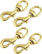 Flag Clip Swivel Spring Hook, 4 Pack Flag Pole Clips, Heavy Duty Brass Swivel Snap Hooks with Swivel Eyelet, for Diving, Dog Leash, Ropes, Flag Pole, Leather Crafts, Pet Collar