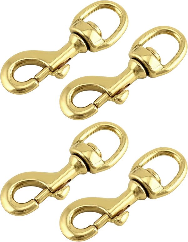 Flag Clip Swivel Spring Hook, 4 Pack Flag Pole Clips, Heavy Duty Brass Swivel Snap Hooks with Swivel Eyelet, for Diving, Dog Leash, Ropes, Flag Pole, Leather Crafts, Pet Collar