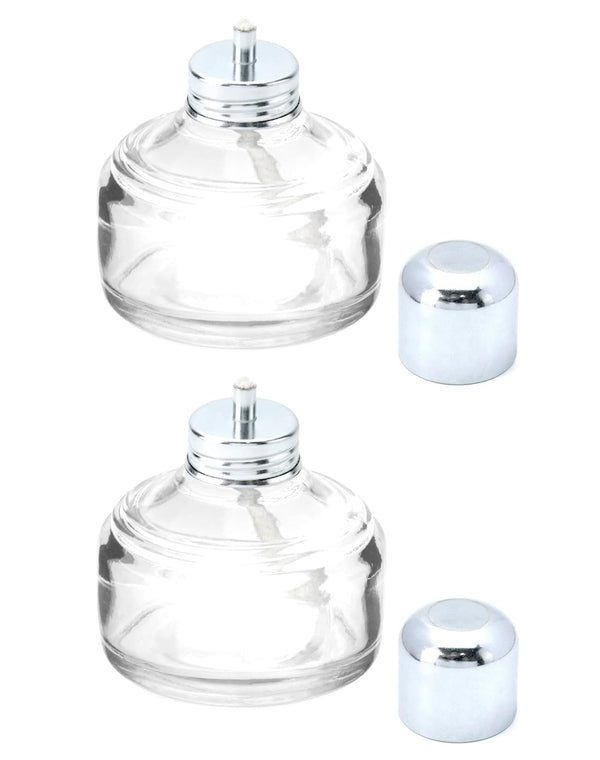 Alcohol Lamp, 2 Pack 120ml Glass Laboratory Alcohol Burner Lamp, Lab Equipment Heating Bottle with Cotton Wick and Metal Cap, for Science Experiments, Fuel Not Included
