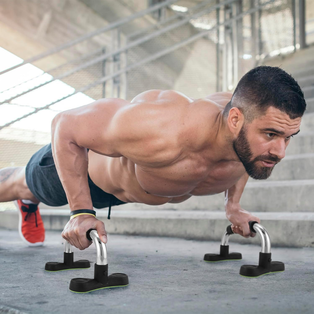 Steel Push Up Handles for Floor, Portable Push Up Stands with Non-Slip Grip, Angled Incline
