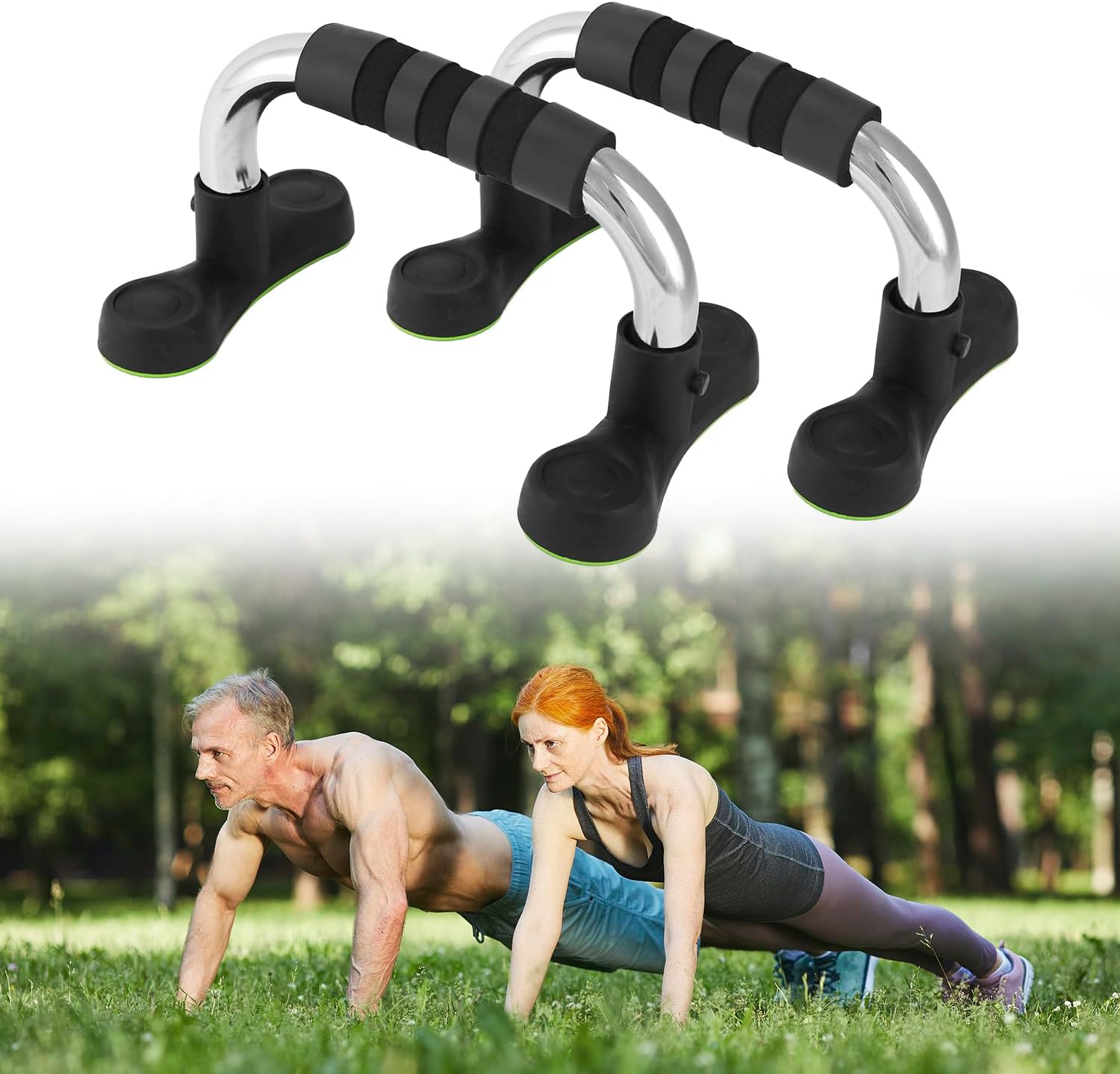 Steel Push Up Handles for Floor, Portable Push Up Stands with Non-Slip Grip, Angled Incline