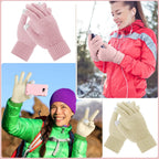 Winter Touchscreen Gloves Warm Knitted Gloves Fleece Lined Gloves Elastic Cuff Winter Texting Gloves for Women Men