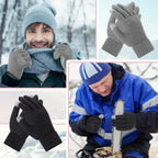 Winter Touchscreen Gloves Warm Knitted Gloves Fleece Lined Gloves Elastic Cuff Winter Texting Gloves for Women Men