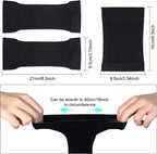 2 Pairs Women Arm Shapers Plus Size Slimming Compression Sleeve Slim Upper Flabby Arm Wrap and 1 Pair Calf Compression Sleeves, Suitable for Circumference 7 to16 Inches