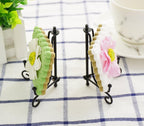 3.5 Inch Black Mini Iron Stand Cookie Holder Display Stand Place Card Holder Display Easels at Weddings, Birthday Party (4 pack)