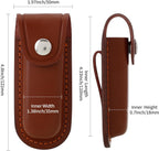 Pocket Knife Sheath, 4" Folding Pocket EDC Knife Case, Portable Pouch Knife Leather Holster with Snap Closure and Belt Loop, Accessory for Outdoor Climbing, Camping, Cycling and Hiking, Brown
