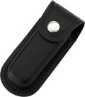 Pocket Knife Sheath, 4" Folding Pocket EDC Knife Case, Portable Pouch Knife Leather Holster with Snap Closure and Belt Loop, Accessory for Outdoor Climbing, Camping, Cycling and Hiking, Black