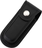 Pocket Knife Sheath, 4" Folding Pocket EDC Knife Case, Portable Pouch Knife Leather Holster with Snap Closure and Belt Loop, Accessory for Outdoor Climbing, Camping, Cycling and Hiking, Black