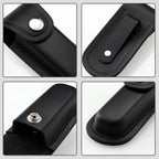 Pocket Knife Sheath, 4" Folding Pocket EDC Knife Case, Portable Pouch Knife Leather Holster with Snap Closure and Belt Loop, Accessory for Outdoor Climbing, Camping, Cycling and Hiking, Black