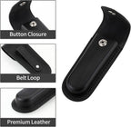 Pocket Knife Sheath, 5" Folding Pocket EDC Knife Case, Portable Pouch Knife Leather Holster with Snap Closure and Belt Loop, Accessory for Outdoor Climbing, Camping, Cycling and Hiking, Black