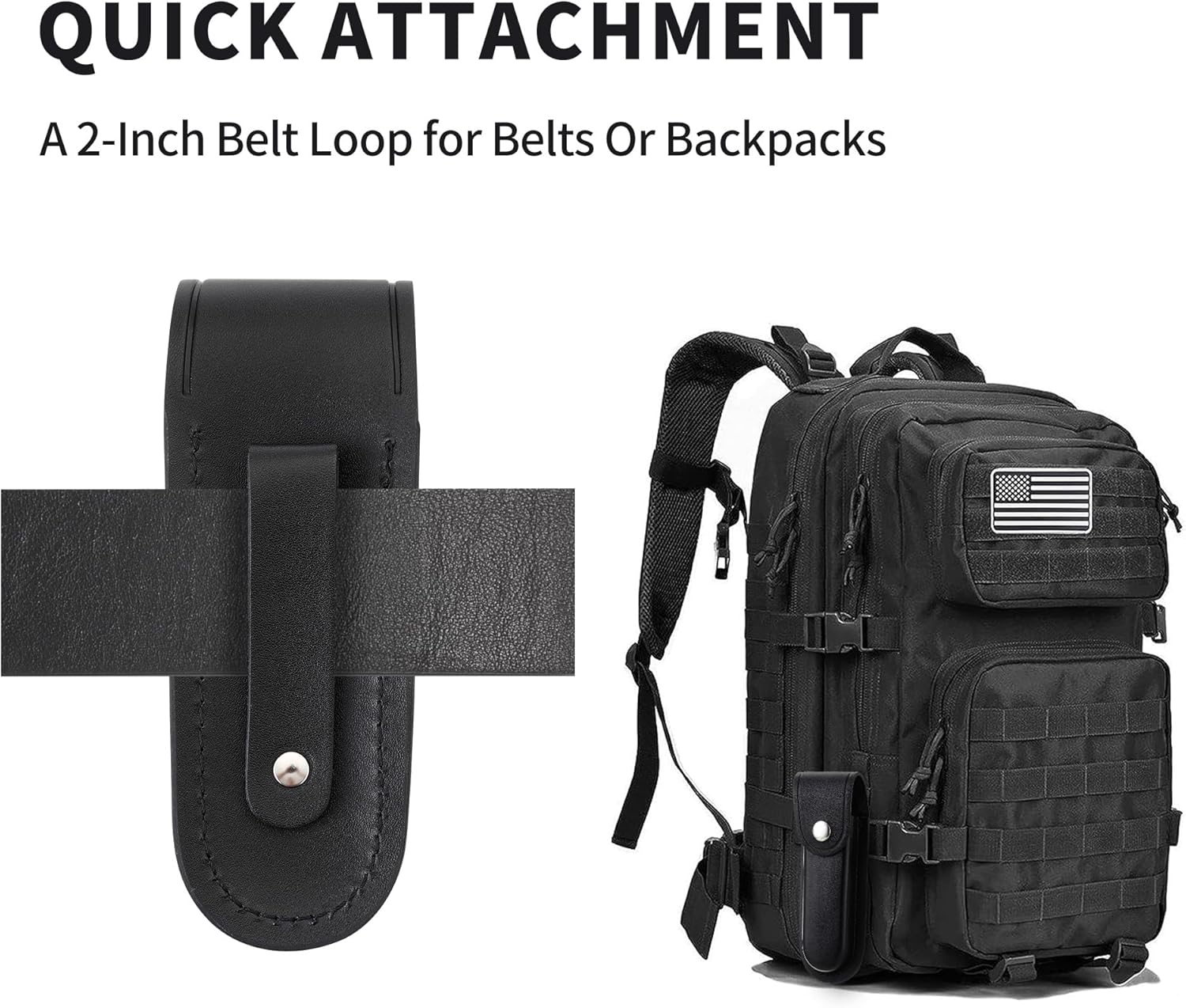Pocket Knife Sheath, 5" Folding Pocket EDC Knife Case, Portable Pouch Knife Leather Holster with Snap Closure and Belt Loop, Accessory for Outdoor Climbing, Camping, Cycling and Hiking, Black