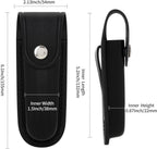 Pocket Knife Sheath, 5" Folding Pocket EDC Knife Case, Portable Pouch Knife Leather Holster with Snap Closure and Belt Loop, Accessory for Outdoor Climbing, Camping, Cycling and Hiking, Black