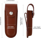 Pocket Knife Sheath, 5" Folding Pocket EDC Knife Case, Portable Pouch Knife Leather Holster with Snap Closure and Belt Loop, Accessory for Outdoor Climbing, Camping, Cycling and Hiking, Brown