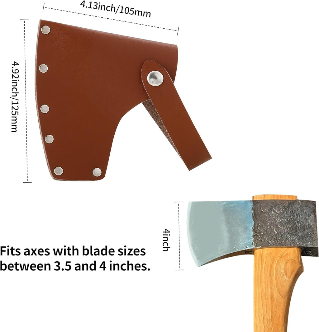 Leather Axe Sheath, Adjustable Hatchet Head Sheath, Durable Hatchet Blade Protector Case Cover Great Camping Accessories for Lumberjack Outdoors Work Essentials, Brown
