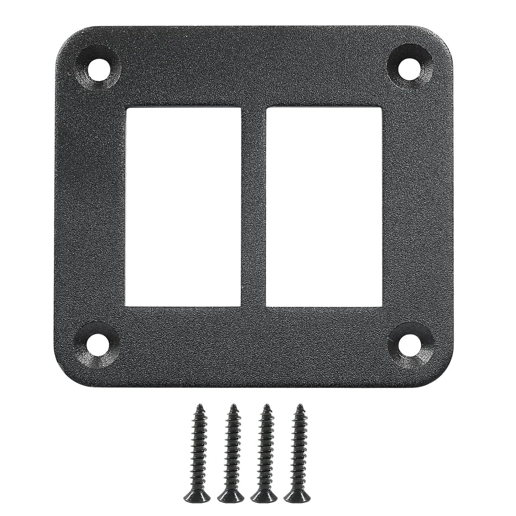 2 Gang Rocker Switch Panel Housing Holder, Rocker Toggle Switch Aluminum Housing Bracket with Screw, Black Waterproof Anodized Aluminium Panel for Car Boat Trailer RV SUV ATV UTV