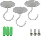 3 Pack Heavy Duty Ceiling Hooks, Metal Wall Mounted Hangers for Indoor Outdoor Bird Feeders Planters, Hanging Plants(White)