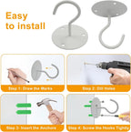 3 Pack Heavy Duty Ceiling Hooks, Metal Wall Mounted Hangers for Indoor Outdoor Bird Feeders Planters, Hanging Plants(White)