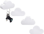 4 Pieces Cloud Magnetic Key Holder for Wall Key Rack Organizer Keychains Hooks with Adhesive for Door(White)