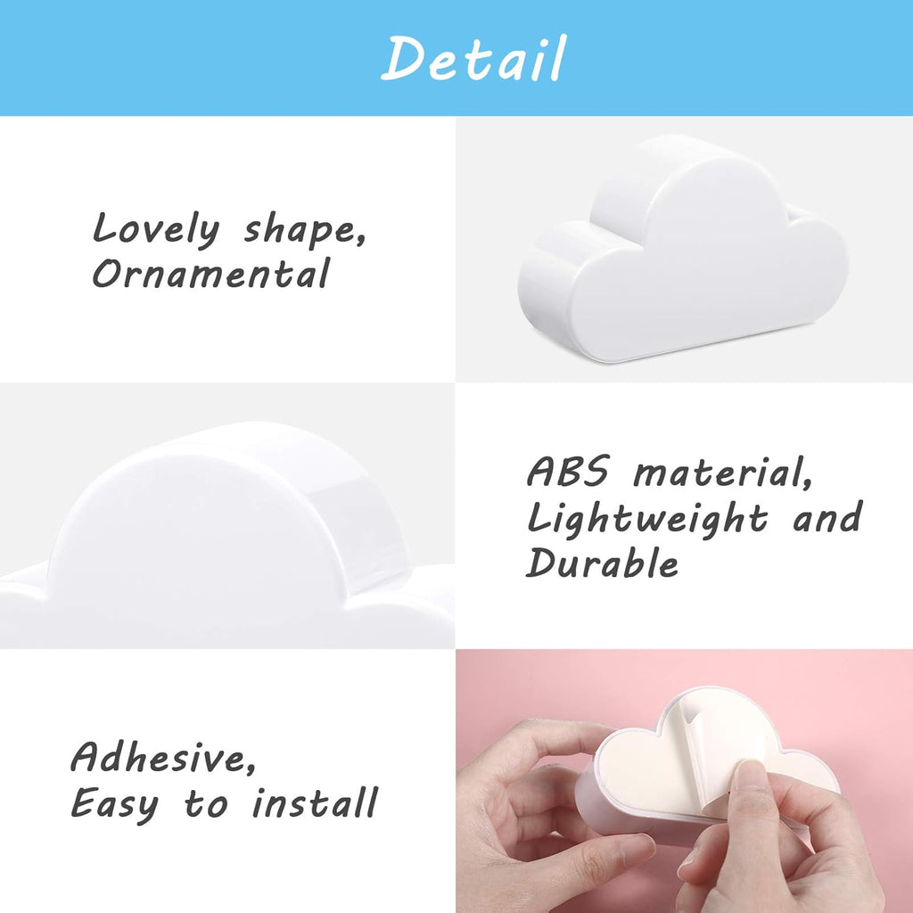 4 Pieces Cloud Magnetic Key Holder for Wall Key Rack Organizer Keychains Hooks with Adhesive for Door(White)