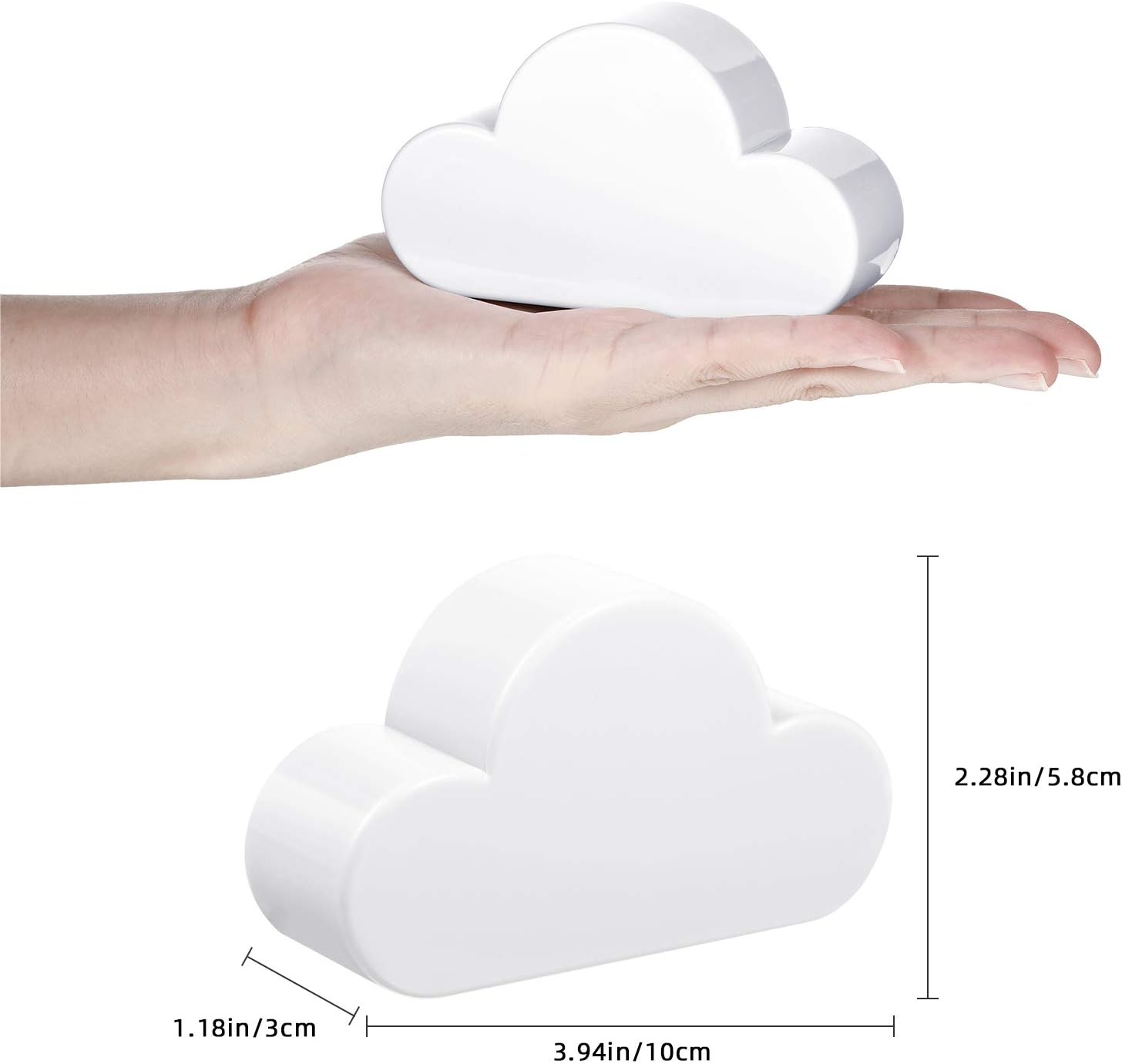 4 Pieces Cloud Magnetic Key Holder for Wall Key Rack Organizer Keychains Hooks with Adhesive for Door(White)
