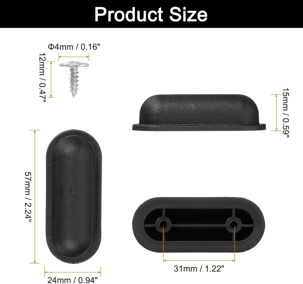 4Pcs Luggage Replacement Pads, Plastic Luggage Stand Feet Stud, Suitcase and Travel Gear Bottom Side Accessories with Self-Tapping Screws, Black (57x24x15mm)
