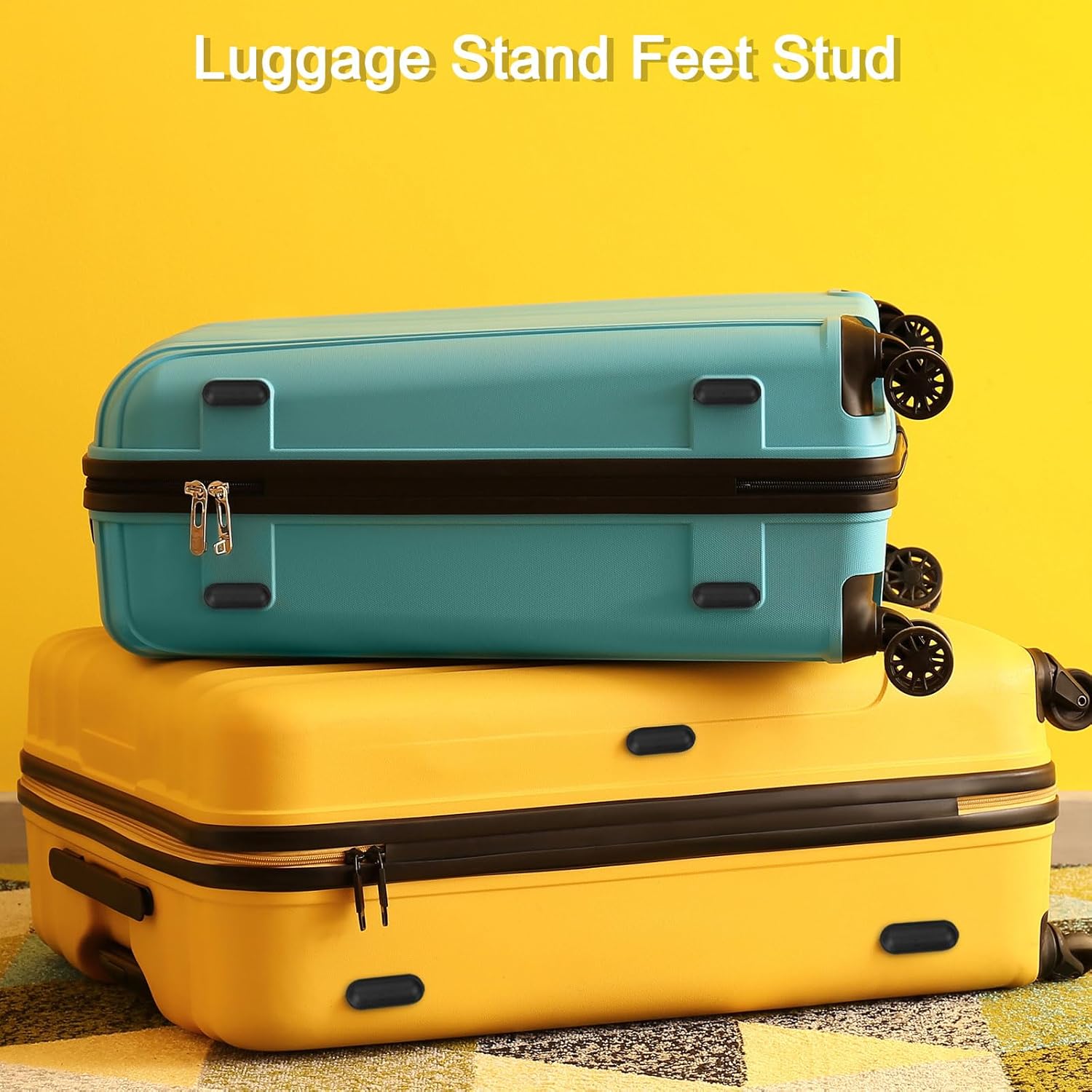 4Pcs Luggage Replacement Pads, Plastic Luggage Stand Feet Stud, Suitcase and Travel Gear Bottom Side Accessories with Self-Tapping Screws, Black (57x24x15mm)