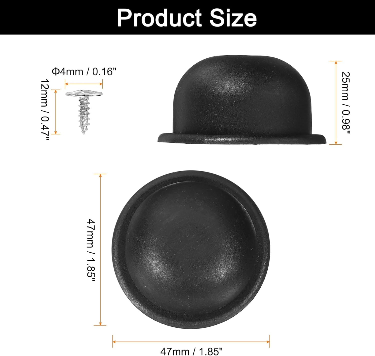 4Pcs Luggage Replacement Pads, Plastic Luggage Stand Feet Stud, Suitcase and Travel Gear Bottom Side Accessories with Self-Tapping Screws, Black (47x47x25mm)