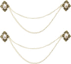 2pcs Sweater Clips Vintage Cardigan Collar Clips with Chain Shirt Clips Shawl Clips Clothes Clip for Women(Gold)