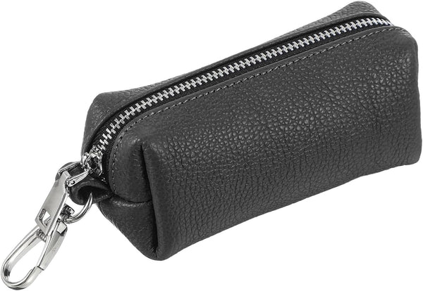Leather Coin Purse, Leather Car Key Holder Bag Hand-held Change Purse Keychain Pouch Small Coin Pouch with Key Ring for Women and Men, Black