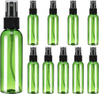 10Pack Spray Bottles, 2 Oz/60ML Reusable Clear Empty Mist Plastic Mini Travel Bottle Set,Small Refillable Liquid Containers for Household Use, Essential Oil, Cleaning (Green Black)