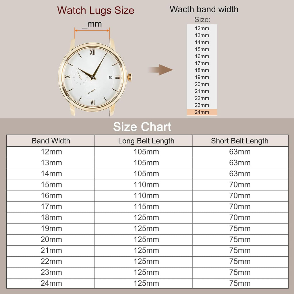 Multiple Sizes Leather Watch Band Quick Release Deployment Buckle Cowhide Watch Strap for Men and Women