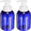 2PCS Round Empty Foam Pump Bottle, 350ml Travel Foam Soap Dispenser Empty Refillable Plastic Pump Bottle for Lash Shampoo, Hand Soap, Facial Lotion(6" Blue)