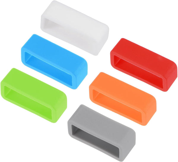 Watch Band Strap Loops, 18mm Width Rubber Fastener Rings Silicone Watch Holder Retainers for Watch Band Mix Color 6 Pcs