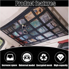Car Ceiling Cargo Net Pocket, 30" x 21.2", Droop Less Car Storage Organizer, Strengthen Load Bearing Double Layer Mesh Organizer, SUV, Trucks, Camping, Road Trip Essentials