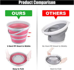 Car Collapsible Bucket, 10L 2.6 Gallon Folding Bucket Auto Cleaning Plastic Water Bucket, Foldable Portable Bucket Space Saving for Indoor Outdoor Car Wash Garden Camping (Pink)