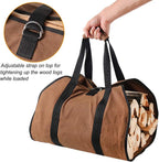 Firewood Carrier, 38in x 18in 16oz Waxed Canvas Log Carrier for Firewood, Wood Carrying Bag with Handles Securing Straps for Indoors Camping Trip, Gifts for Men Dad Husband (Brown)