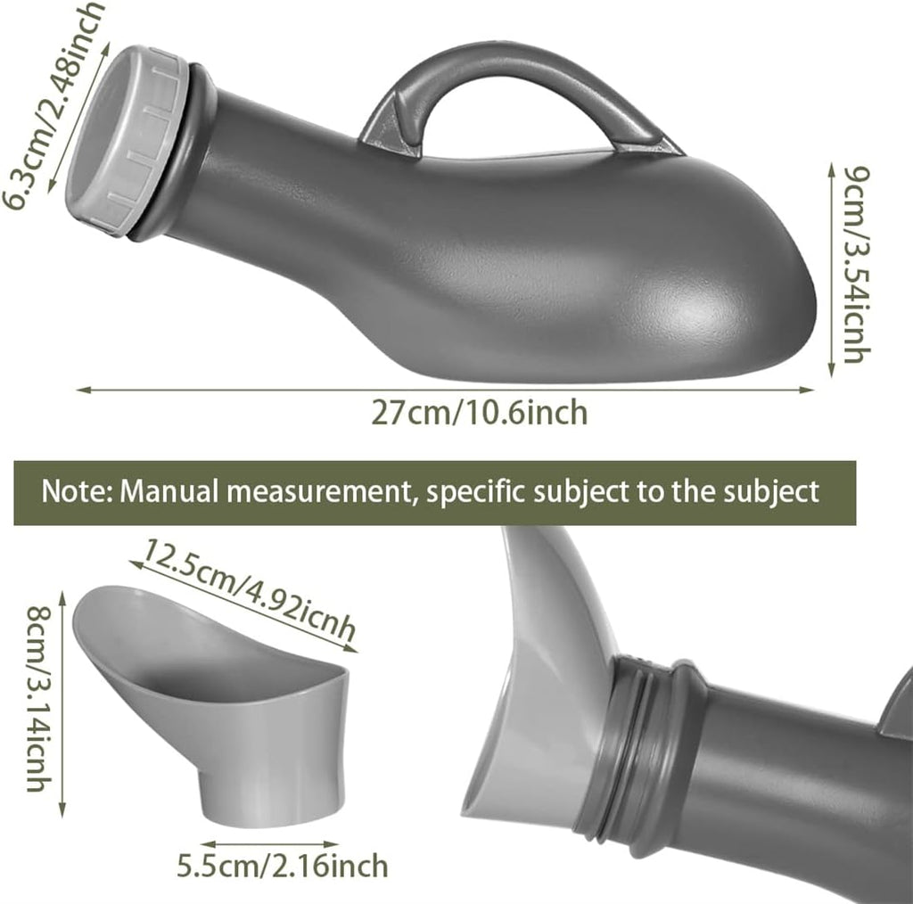 Urinal Bottle Unisex Urinals Portable Urine Bottle with Screw Lid 1000ml Plastic Pee Bottles Emergency Toilet for Women Men