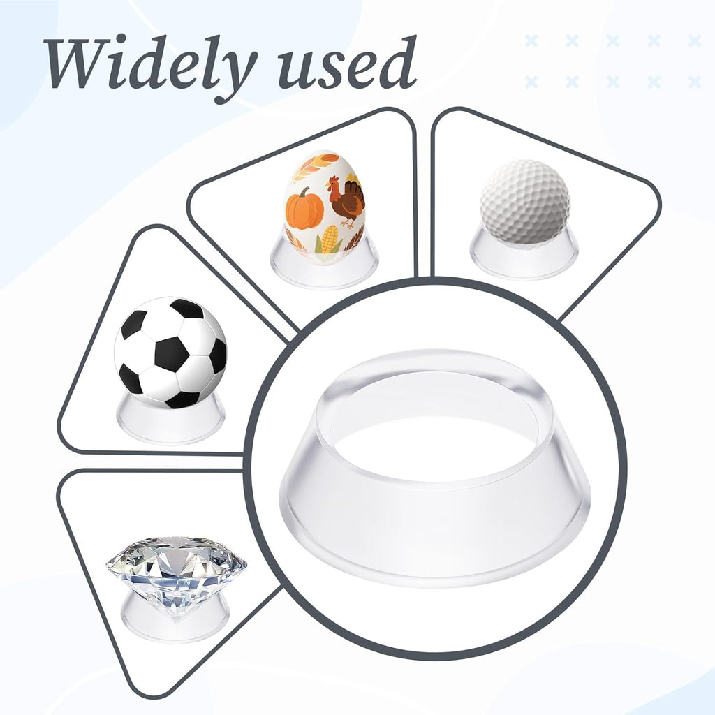 16 Pcs Acrylic Baseball Stand, 1.34 Inch Clear Ring Ball Sphere Stand Egg Crystal Holder Display Stands for Soccer, Basketball, Football, Volleyball, Softball, Bowling Ball, Collections