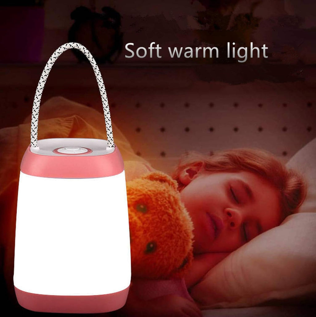 Night Light for Kids, USB Rechargeable Nursery Lamp Portable Camping Lantern with 3 Light Modes for Camping,Emergency,Bedroom,Indoor and Outdoor(Pink, 1 Pack)