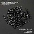 12 Pcs Darts Plastic Tip, Soft Tip Darts Set, 14g Plastic Tipped Dart, Attach Extra 36 Black 2BA Replacement Tips, Soft Tip Darts for Electronic/Plastic Dartboard
