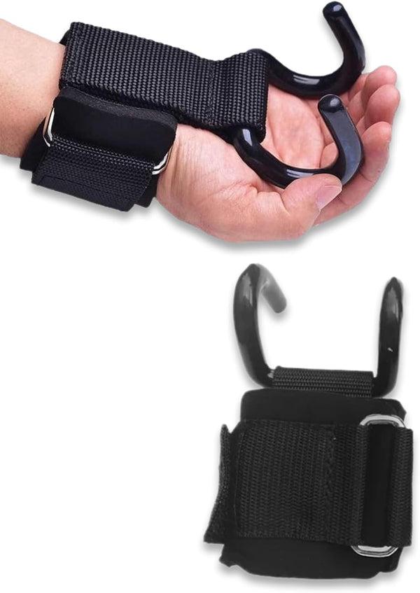 Weight Lifting Wrist Strap Hooks - Black - 1 Pair