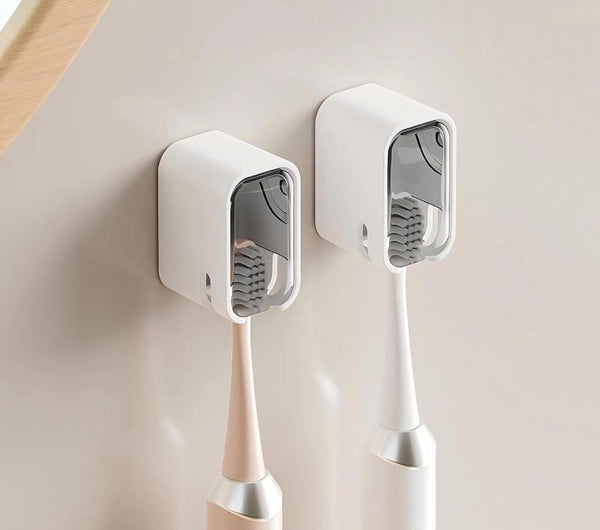 2 Pack Toilet Brush Holder with Lid No Drilling Waterproof Dustproof Bathroom Wall Mounted