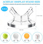3 Piece Acrylic Ball Display Stand Holder for Baseball Golf Softball Tennis and Other Sports Balls