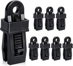 8 Pack Black Tarp Clips with Eyelets Heavy Duty Tent Canvas Clamps for Camping Caravan Awning Boat Outdoor Use