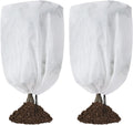 2 Pack Frost Protection Plant Covers White Frost Resistant Fabric Tree Cover with Drawstring Outdoor Greenhouse Winter Protection for Plants Shrubs Potted Plants