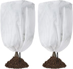 2 Pack Frost Protection Plant Covers White Frost Resistant Fabric Tree Cover with Drawstring Outdoor Greenhouse Winter Protection for Plants Shrubs Potted Plants