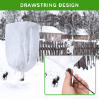 2 Pack Frost Protection Plant Covers White Frost Resistant Fabric Tree Cover with Drawstring Outdoor Greenhouse Winter Protection for Plants Shrubs Potted Plants